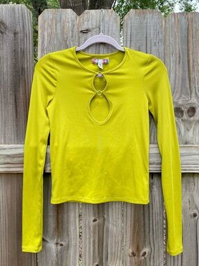 Urban Outfitters Cut Out O-Ring Long Sleeve Ribbed Top